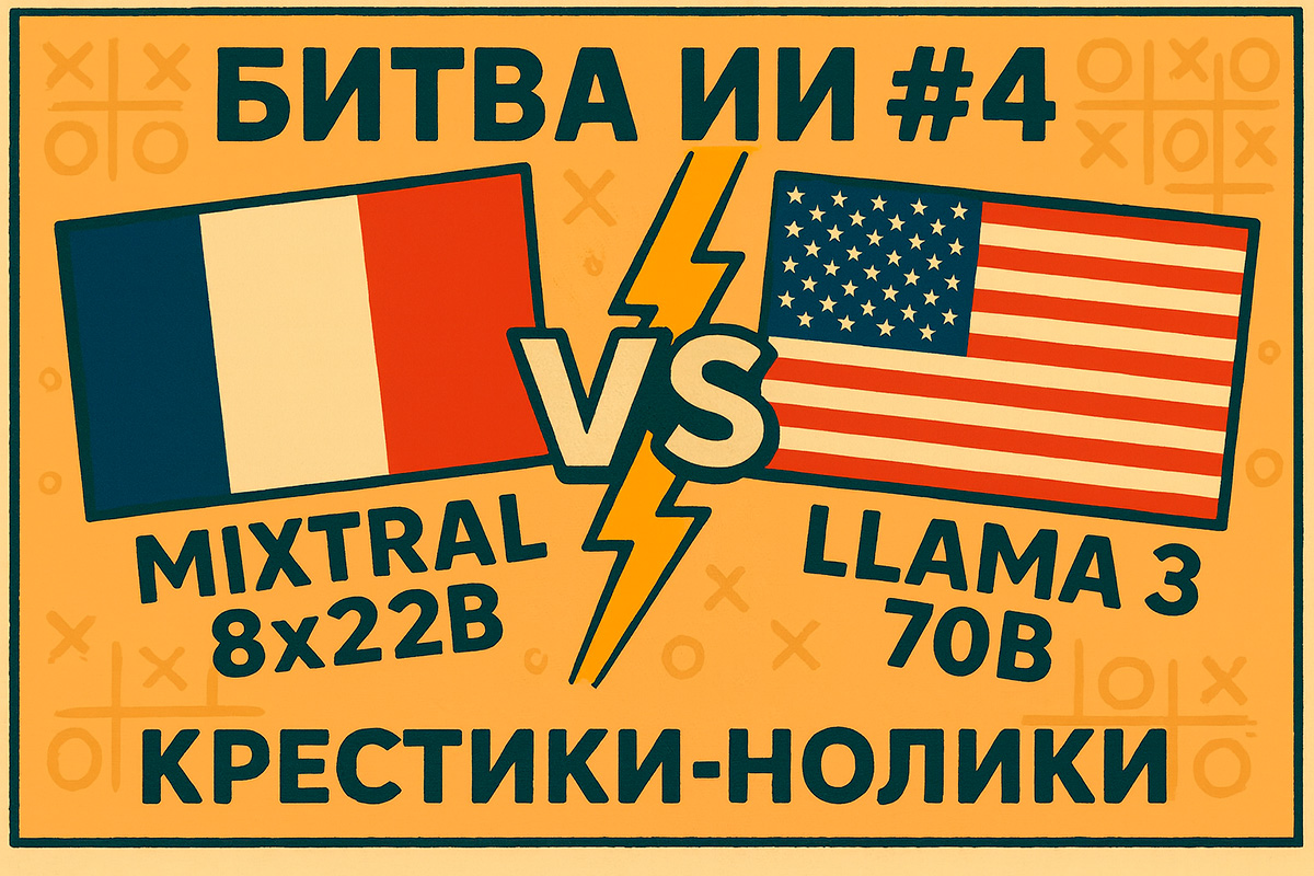 Mixtral 8x22B vs Llama 3 70B - Крестики-нолики
